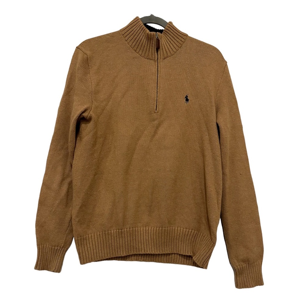 Ralph Lauren Polo small half zip knit pullover sweater brown 100% cotton men’s - Picture 1 of 7